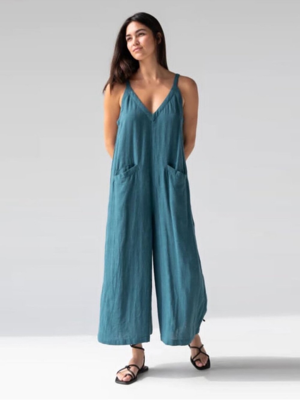 Natural Life Wide Leg Gauzy Chelsea Jumpsuit Size XS Boho Relaxed Sleeveless